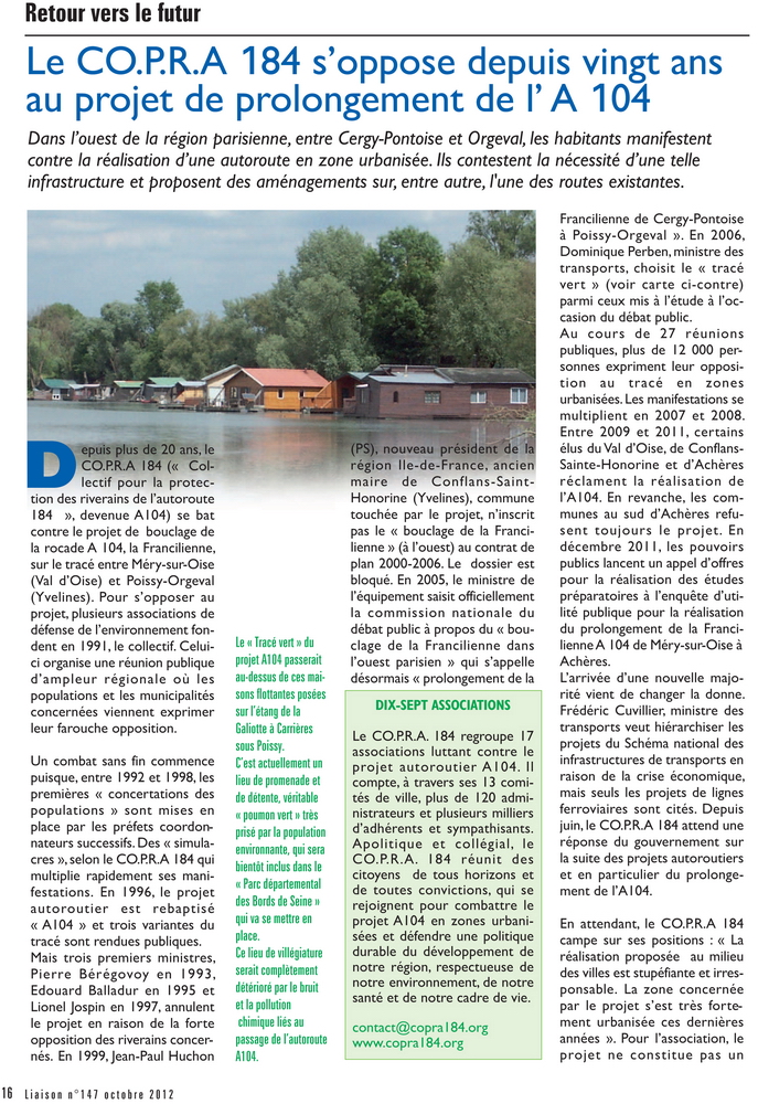Article "Liaison" IDFE sur A 104 octobre 2012 Article "Liaison" IDFE sur A 104 octobre 2012