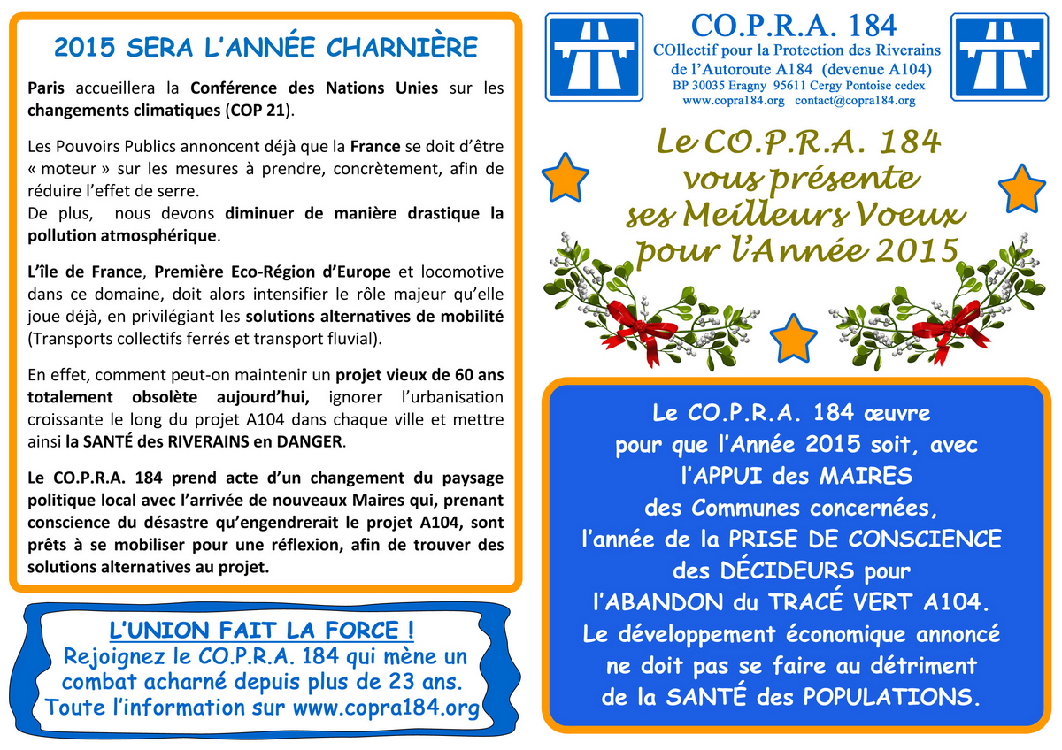 Recto Carte de Voeux 2015 CO.P.R.A. 184