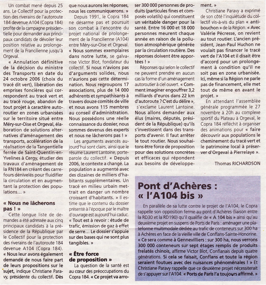 Article de la Gazette du Val d'Oise mercredi 29 mars 2017