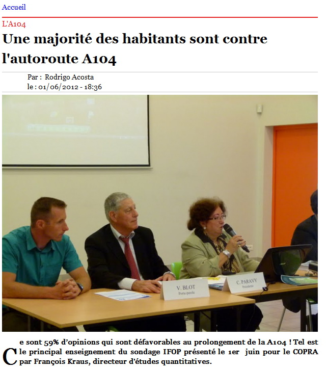 L'A104 : une majorité des habitants contre l'autoroute A 104 Le Journal des Deux Rives