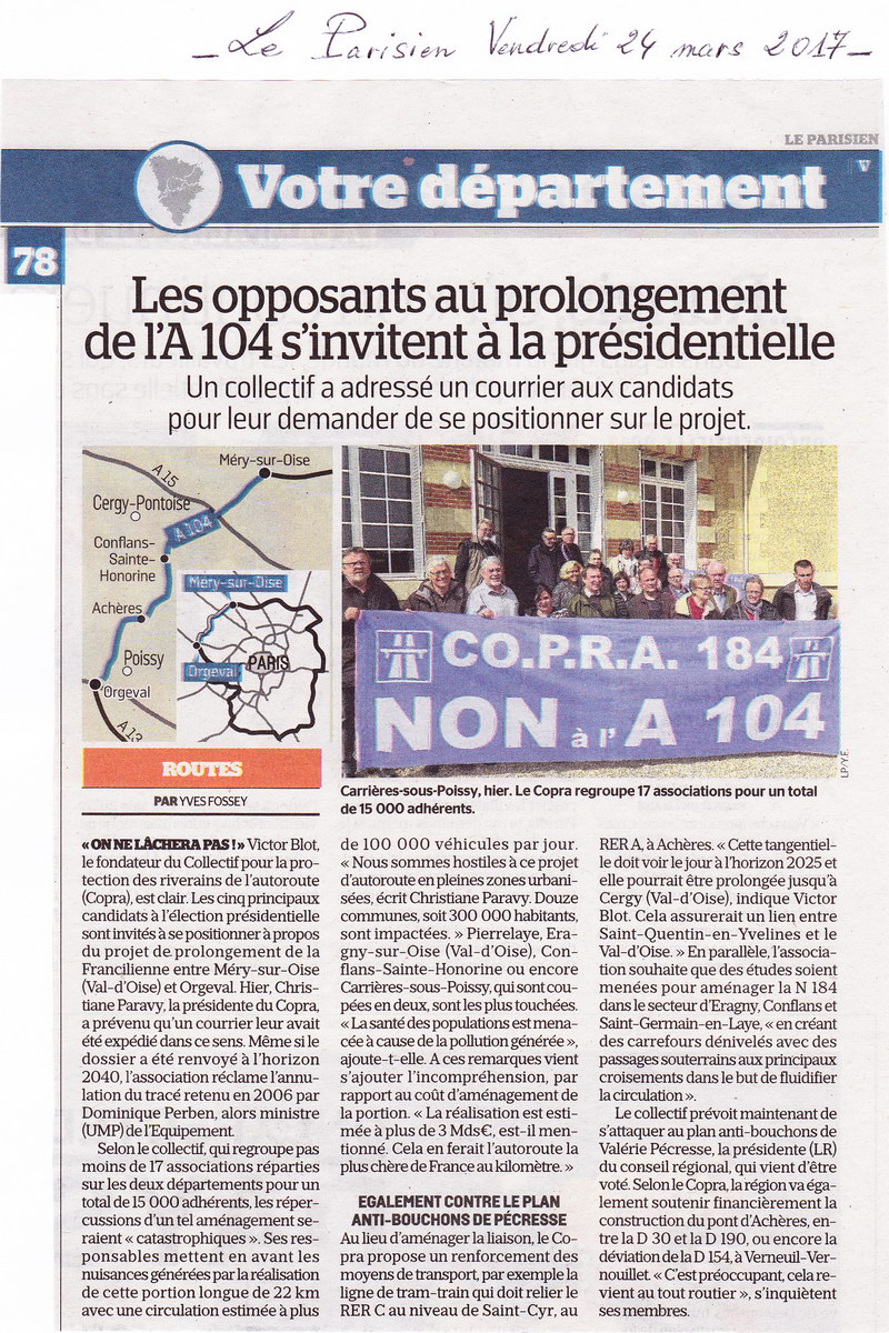 Article Le Parisien du vendredi 24 mars 2017