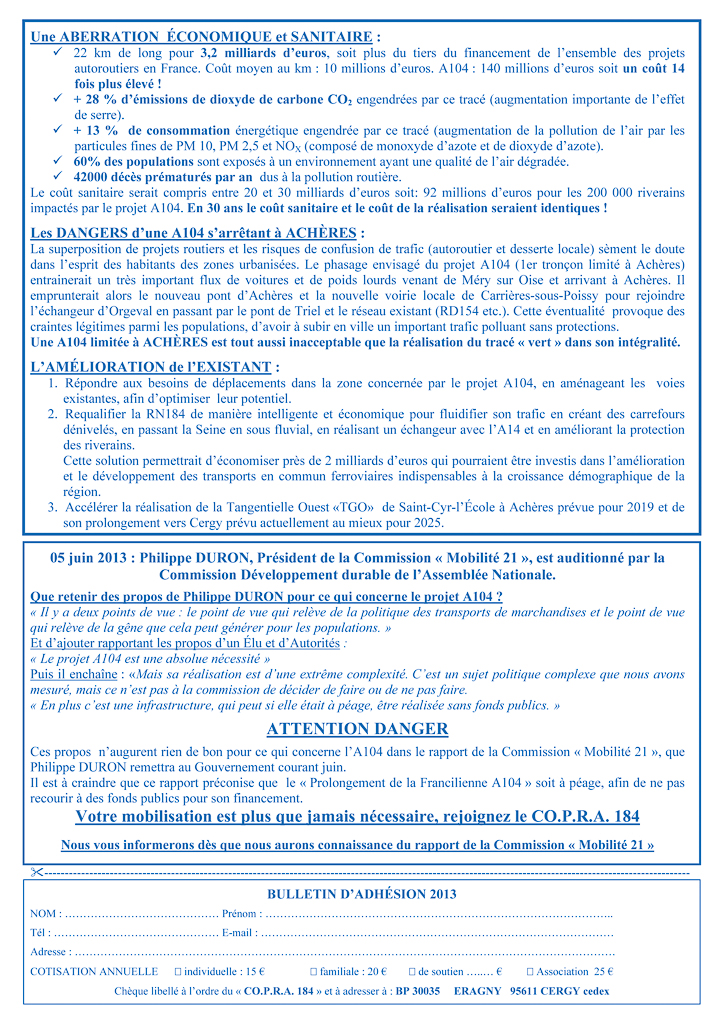 Lettre information COPRA 184 n° 26 juin 2013_recto Lettre information COPRA 184 n° 26 juin 2013_verso