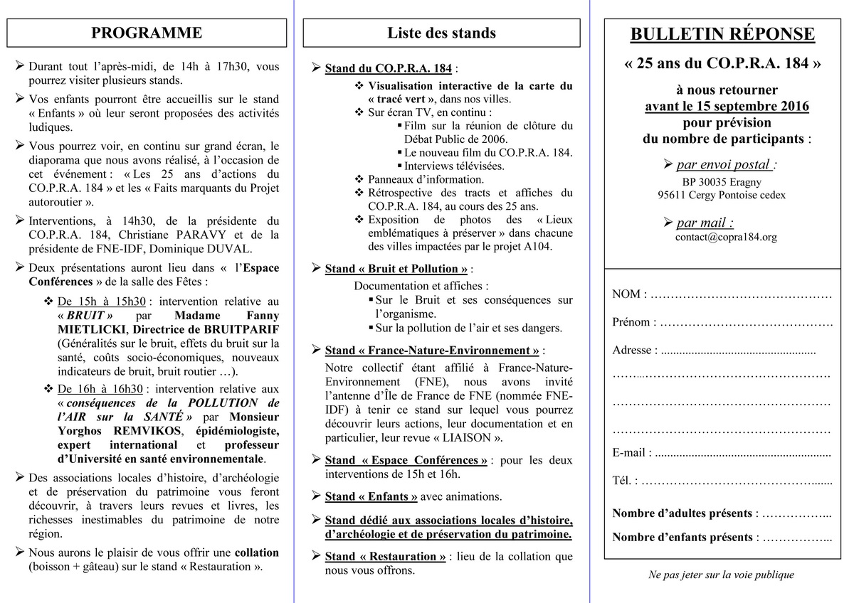 Invitation 25 Ans du CO.P.R.A. 184 _ Verso