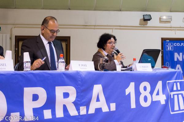 Déclaration de la Présidente du CO.P.R.A. 184 : le quorum est atteint, l'assemblée peut délibérer
